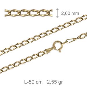 Cadena Hueca 50cm, Oro 18K