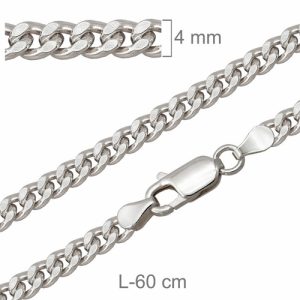 Cadena Barbada A4,0L60 CiM, Plata de Ley