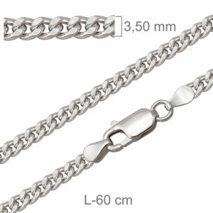 Cadena Barbada A3,5L60 CiM, Plata de Ley